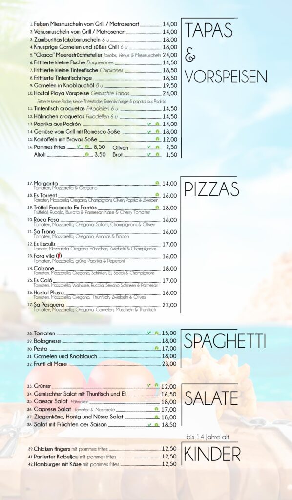 essen santanyi menu restaurant strand