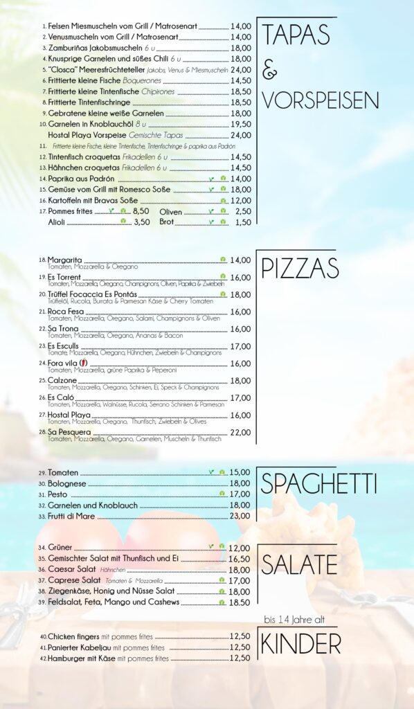 essen santanyi menu restaurant strand
