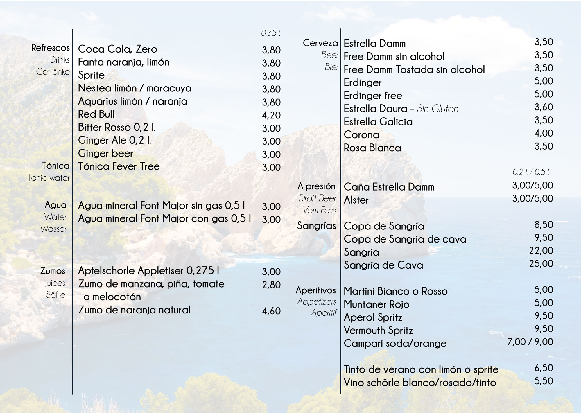 restaurante bebidas playa