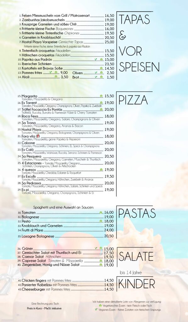 essen santanyi menu restaurant strand